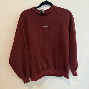 Kittenish Women’s Deep Red Crewneck Sweatshirt Medium Cotton Casual Athleisure